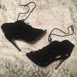 black lace up heels